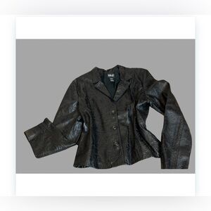 Chic Black Leather Textured Women's Jacket